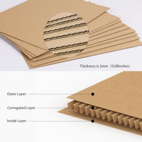 Calenzana 50 Pack 8.5x11 Inch Brown Corrugated Cardboard Sheets Flat Cardboard Sheets for Packing Mailing Dividers and DIY Crafts - Image 3