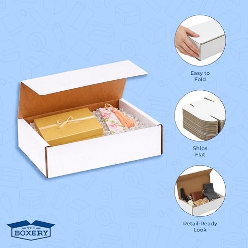 The Boxery Corrugated Mailers White Tuck Shipping Boxes (9 x 5 1/2 x 2 1/4) - Image 5