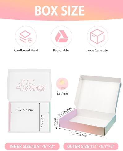 Small Colored Shipping Boxes, 11x8x2 Inch Cute Packaging Box for Gift, Pack of 45 - Image 2