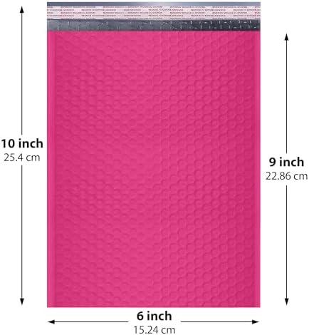 Hot Pink Bubble Mailers 6x10, Self Seal Poly Padded Envelopes #0, 500 Pack - Image 2