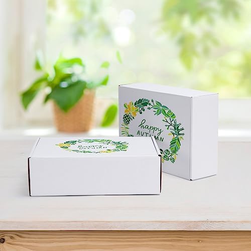 HORLIMER 10x7x3 inches Shipping Boxes Set of 25, White Corrugated Cardboard Box Literature Mailer, 25 Stickers Included - Image 4