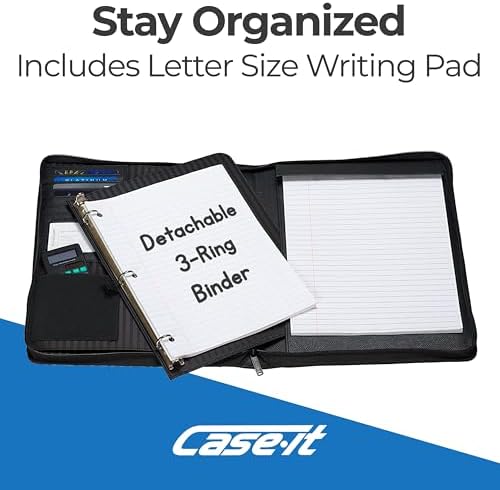 Case-it Zipper Padfolio | Letter Size | 3-Ring Binder | PAD-40 Black - Image 2