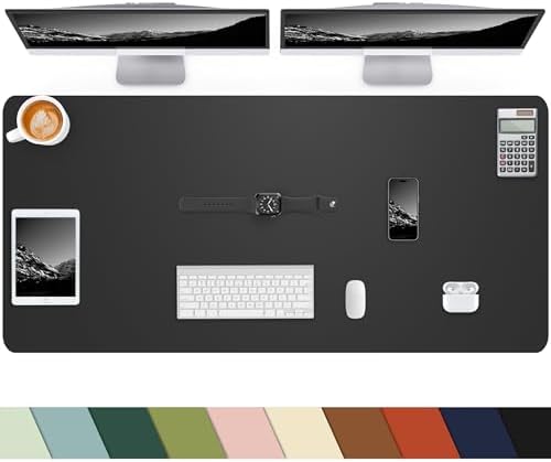 Desk mat Large, Leather Desk Pad Protector,Office Desk Mat,Mouse Pad, Non-Slip Desk Blotter, Laptop Desk Pad, Waterproof Desk Writing Pad for Office&Home (Black,48" x 24") by cebowa