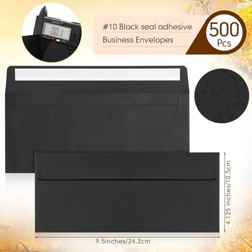 Jutom #10 Letter Size Kraft Envelopes, Black, 500 Pcs - Image 2