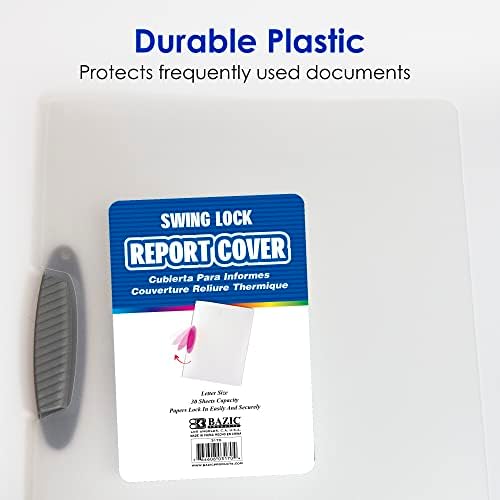 BAZIC Products Translucent Swing-Lock Report Cover, Letter, 6-Set - Image 3