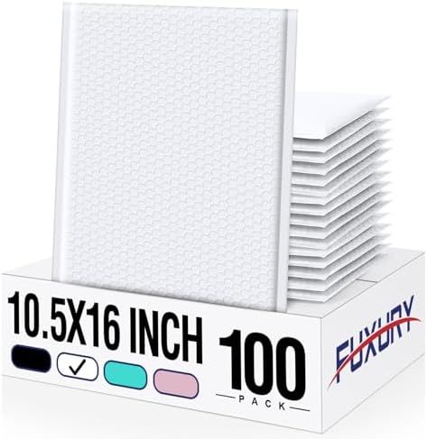 Fuxury 100 Pack Bubble Mailers Bulk 10.5x16" Thick Padded Envelopes by Fuxury
