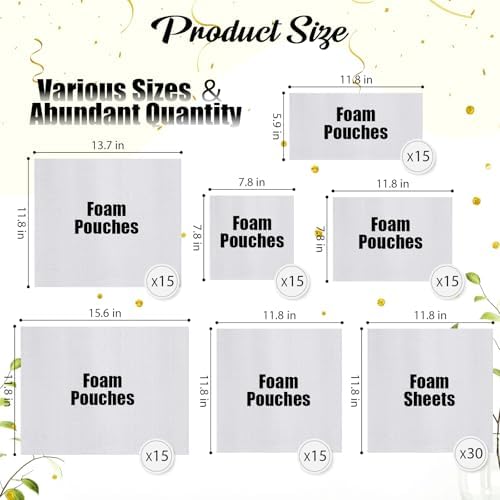 Frienda 120 Pcs Moving Dishes Packing Kit 30 Foam Sheets 90 Pcs 6-Size Plate Sleeves Protective Cushion Pouches for Shipping, Storing Glassware, China & Dinnerware - Image 2
