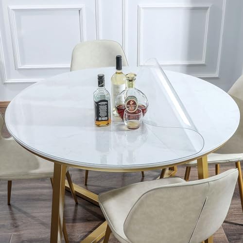 32 Inch Round Clear Table Pad Protector 1.5mm Thick Plastic Vinyl Tablecloth Cover Waterproof Non-Slip Circle Dining Room Table Protector PVC Desk Cover Mats for Wood Marble Furniture Surface by AimerGro