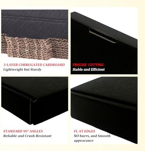 Small Shipping Boxes 4x4x1, Set of 50, Black Corrugated Cardboard Box (YD441-50BK) - Image 4