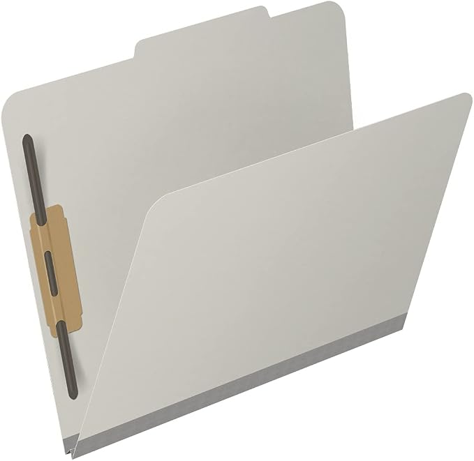 25 Pt. Pressboard Classification Folders, 2/5 Cut ROC Top Tab, Letter Size, No Dividers, Light Gray (Box of 25) - Image 2