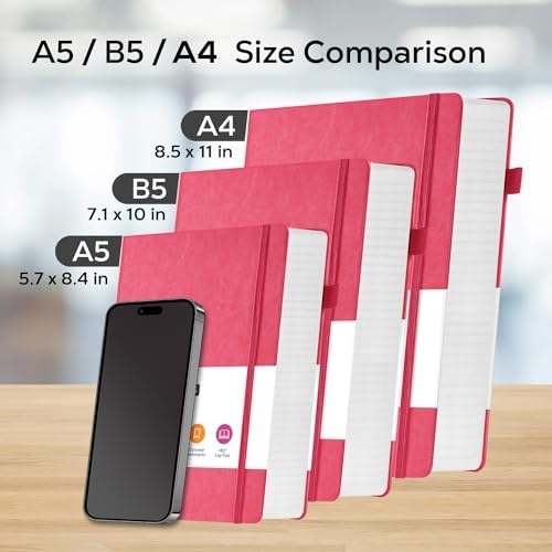 FOCUS DAY Bullet Lined Journal Notebook for Women/Men Writing Work, 320 Pages B5 Large Pink Leather Daily Diary Journals Note book College Ruled for Note Taking, 100Gsm Thick Paper, 7.1'' X 10'' - Image 5