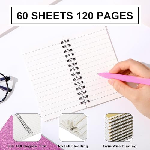 Jutom 18 Pcs Small Spiral Notebook Memo Pad 3x5, Glitter Pink - Image 2