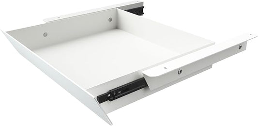White Under Desk Mounted Sliding Drawer with 60 Degree Tilt Panel to pull out, 15'' long & 9'' deep Large Storage Organizer for Sit Stand Workstation by GAXOMO