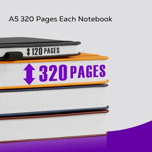 FOCUS DAY 3 Pack Lined Journal Notebooks, A5 Thick Notebook Journal Set for Work Writing, 320 Pages Hardcover Leather Bound Notebook Bulk for Women Men Office School, 5.7'' X 8.4'', Multicolor - Image 3