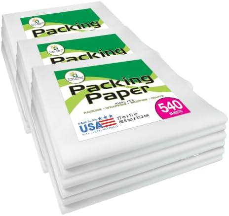 Tree House Packing Paper for Moving – 540 Newsprint Packing Paper Sheets – 27” x 17” Paper for Packing Dishes, Shipping, and Moving Supplies – Recyclable Movers’ Paper – Made in USA (Pack of 3) by TreeHousePadPaperInc
