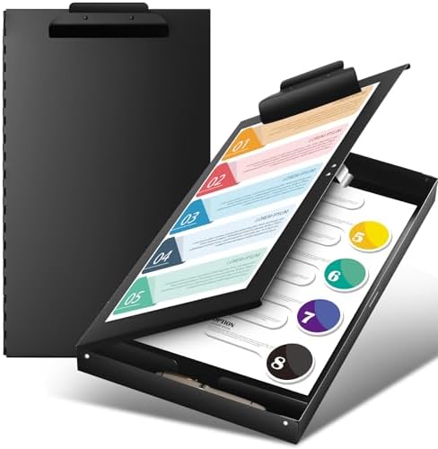 1 Pcs 11 x 17 in Aluminum Clipboards with Storage, Black by Surfinton