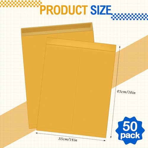 Motipuns 50 Pcs 14'' x 18'' Large Mailing Envelopes 32lb with Gummed Flaps - Image 2