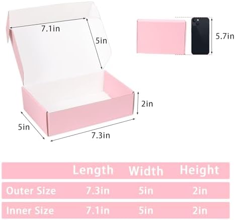 7x5x2 Pink Shipping Boxes Small, 45 Pack Corrugated Cardboard Mailer Boxes for Packaging Small Business Mailing Gift - Image 2