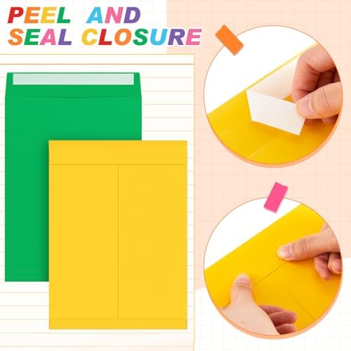50 Pcs 9'' x 12'' Catalog Envelopes Self Adhesive 32lb Manila Envelopes Kraft Peel & Seal for Secure Mailing Storage Organizing for Office Business Home(Colorful) - Image 3