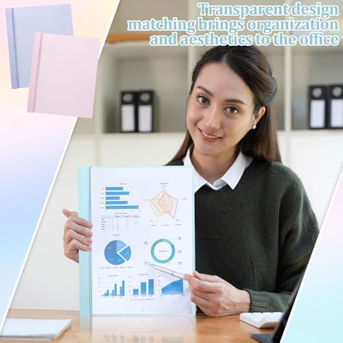 48 PCS Pastel Plastic Report Covers with 3 Prongs Clear Front Presentation Folders 3 Prong Folders for Resume Portfolio Document Report Letter Proposal School Classroom Office Supplies (Pastel) - Image 6