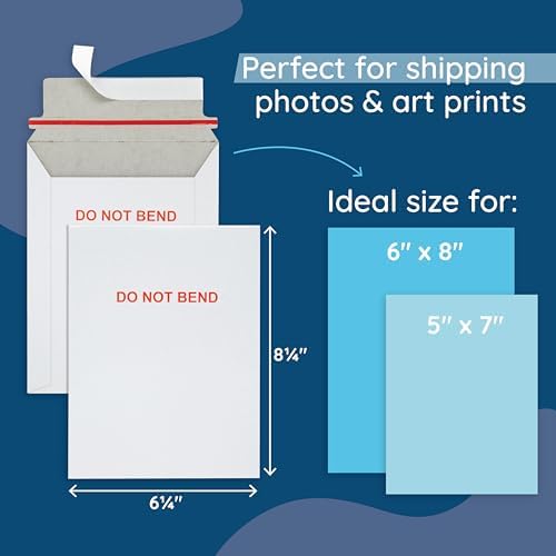 Blue Summit Supplies 50 6.25" x 8.25" Rigid Mailers, Self Seal, Do Not Bend - Image 2