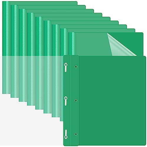 Teling 100 Pcs Clear Front Report Covers with 3 Prong Fasteners, Green by Teling
