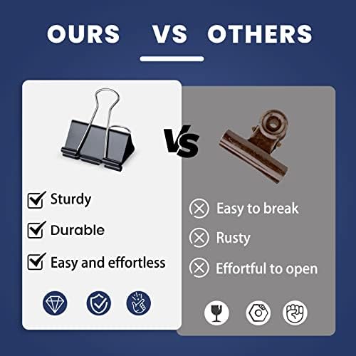 EFOK 72 Pcs Extra Large Binder Clips 2 Inch Big Black Paper Clip - Image 3