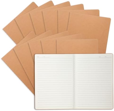 miikoul 12 Pack A5 Kraft Paper Notebook Lined Journal Bulk, 8.3 X 5.5 Inch, 60 Pages/30 Sheets, 80gsm, Travel Notebook Notepad for Adult, Students, Gift, Office, Back to School Supplies by Welcometomiikoul