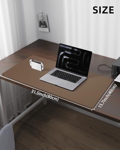 Leather Desk Pad & Protector, Mouse Pad & Office Mat - Non-Slip PU Leather Desk Blotter & Laptop Pad - Waterproof Writing Pad for Office & Home (Dark Khaki, 31.5" x 15.7") - Image 5