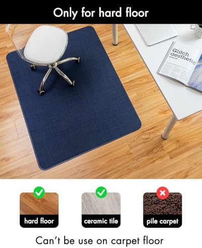 BARoyal Office Chair Mat for Hardwood Floor Under Desk Computer Rolling Chair Mat for Wood/Tile Floor Non-Slip Heavy Duty Desk Rug PVC Plastic Hard Floor Protector 45" x 53"(Indigo) - Image 3