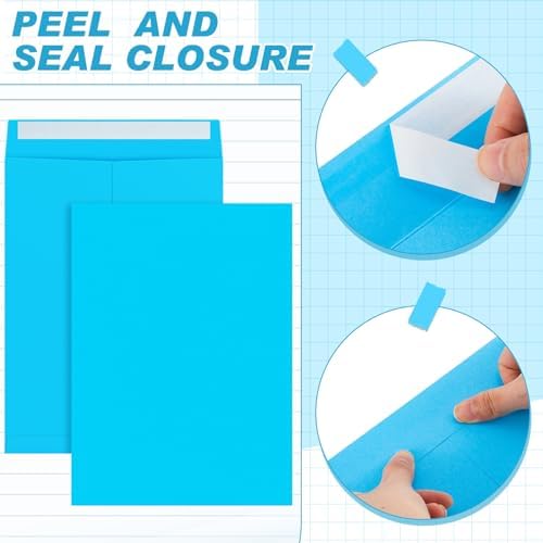 100 Pcs 9'' x 12'' Catalog Envelopes Self Adhesive 32lb Manila Envelopes Kraft Peel & Seal for Secure Mailing Storage Organizing for Office Business Home(Blue) - Image 3