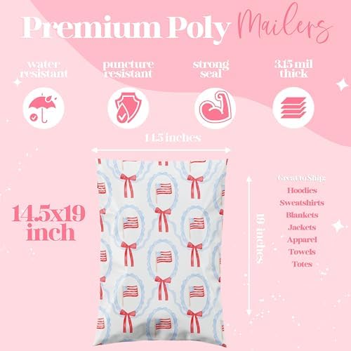 Pretty Package Store Poly Mailers 14.5x19, American Flag, 100 Pack - Image 2