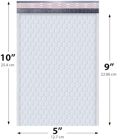 Arctic White Bubble Mailers 5x10 Poly Padded Envelopes #00, 250 Pack - Image 2