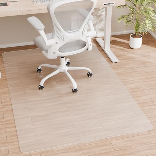 Office Chair Mat, 46" x 60" Crystal Clear Hard Floor Chair Mat, Transparent Floor Protector Mat for Hardwood Floor Flat Without Curling by HOMEK