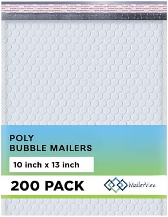 Arctic White Bubble Mailers 10x13 Self Seal Poly Padded Envelopes 200 Pack by MAILERVIEW