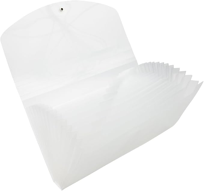 JAM PAPER Accordion Folders - 13 Pocket Plastic Expanding File - Check Size - 5 x 10 1/2 - Clear - 2/Pack - Image 8
