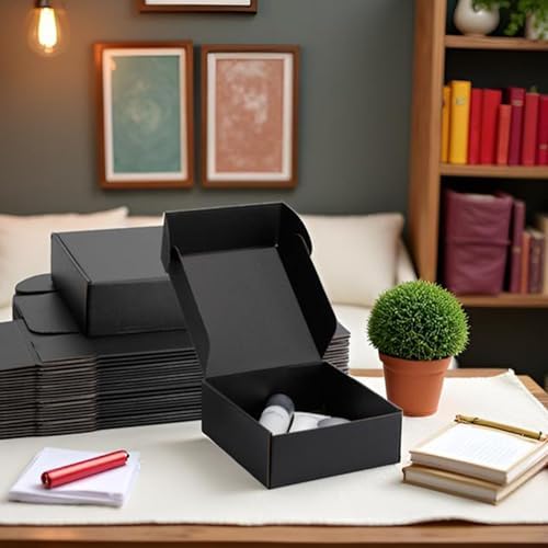 8x8x3 inch Black Shipping Boxes for Small Business- Set of 25 - Image 5