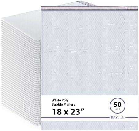 White Bubble Mailers 18x23, Poly Padded Envelopes #9, 50 Pack by BAYLUE