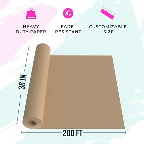 Bryco Goods 36" x 2,400" (200') Brown Kraft Paper Roll - Made in USA - Craft Paper for Banner Bulletin Board Art Table Covering Gift Wrapping Bouquet Packing Parcel (Brown, 36" x 200') - Image 2