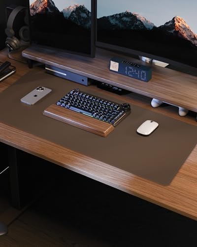 Leather Desk Pad Protector,Desk Mat,Large Mouse Pad, Non-Slip Desk Pad, Waterproof PU Leather Desk Blotter Mat, Desk Cover for Office and Home (Dark Khaki, 36" x 17") - Image 7