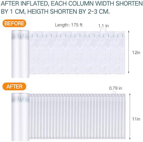 PerKoop 12" x 350' Inflatable Air Pillows for Shipping Large Bubble Cushioning Wrap Packing with Pump Bubble Cushioning Wrap Roll with Fragile Stickers for Heavy Duty Moving Protection - Image 2