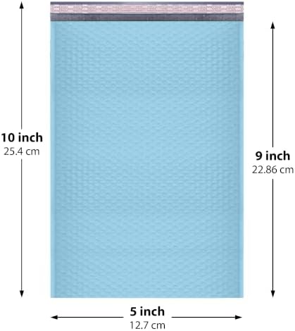 Light Blue Bubble Mailers 5x10, Self Seal Poly Padded Envelopes #00, 250 Pack - Image 2