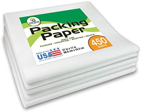 Tree House Packing Paper for Moving – 450 Newsprint Packing Paper Sheets – 27” x 17” Paper for Packing Dishes, Shipping, and Moving Supplies – Recyclable Movers’ Paper – Made in USA by TreeHousePadPaperInc