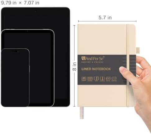 &And Per Se Lined Journal Notebook, 160 Pages, A5 5.7 x 8 inches College Ruled Thick Paper Notebook Journals for Writing, Hardcover Notebooks for Women Men Office School (1 Pack, Light Apricot) - Image 2
