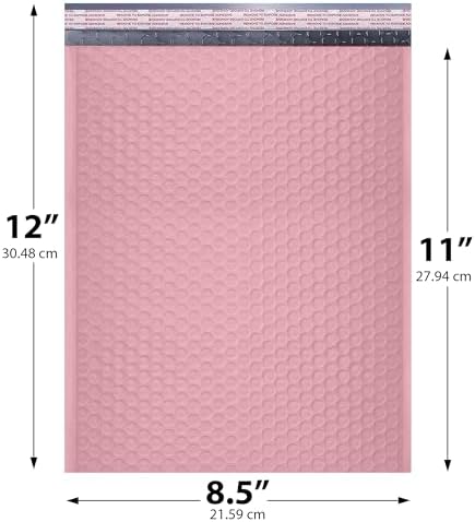 Light Pink Bubble Mailers 8.5x12 Poly Padded Envelopes #2, 100 Pack - Image 2