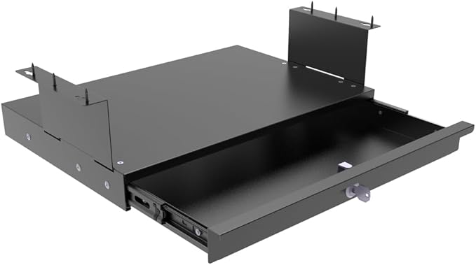 17-inch-wide Lockable Under-Desk Pull-Out Drawer | 1.9“ High Office Storage Organizer with Cable Management for Standing Desks with a Crossbar less than 3.2" High, 12 Inch Deep - Image 3