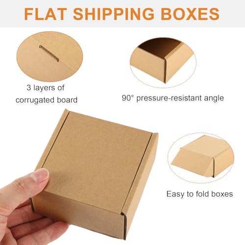 Qilery 200 Pcs 4 x 4 x 2" Shipping Boxes Corrugated Cardboard Box - Image 3