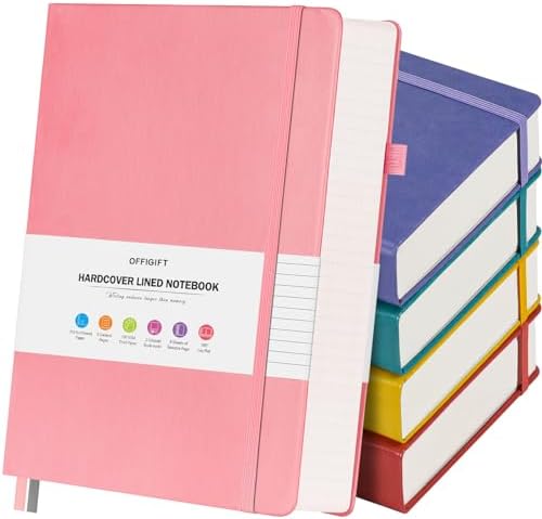 5 Pack College Ruled Notebook Bulk, A5, 312 Numbered Page Thick Journal Set by OFFIGIFT