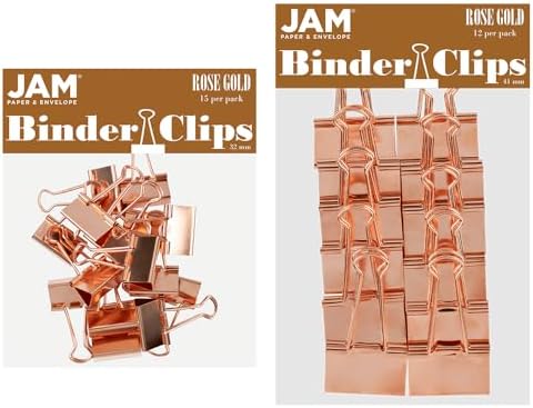 JAM PAPER Colorful Binder Clips Assortment - Medium & Large Size - Rose Gold Binderclips - 27 Clips/Pack by JAMPaper