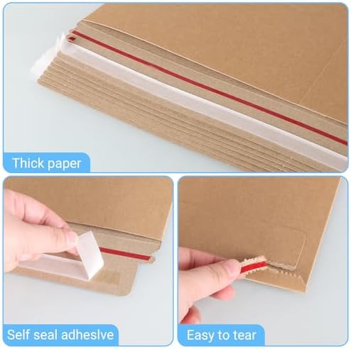 zmybcpack 25 Pack Large Kraft Rigid Mailer, 12.75"x15" Rigid Envelopes - Image 3